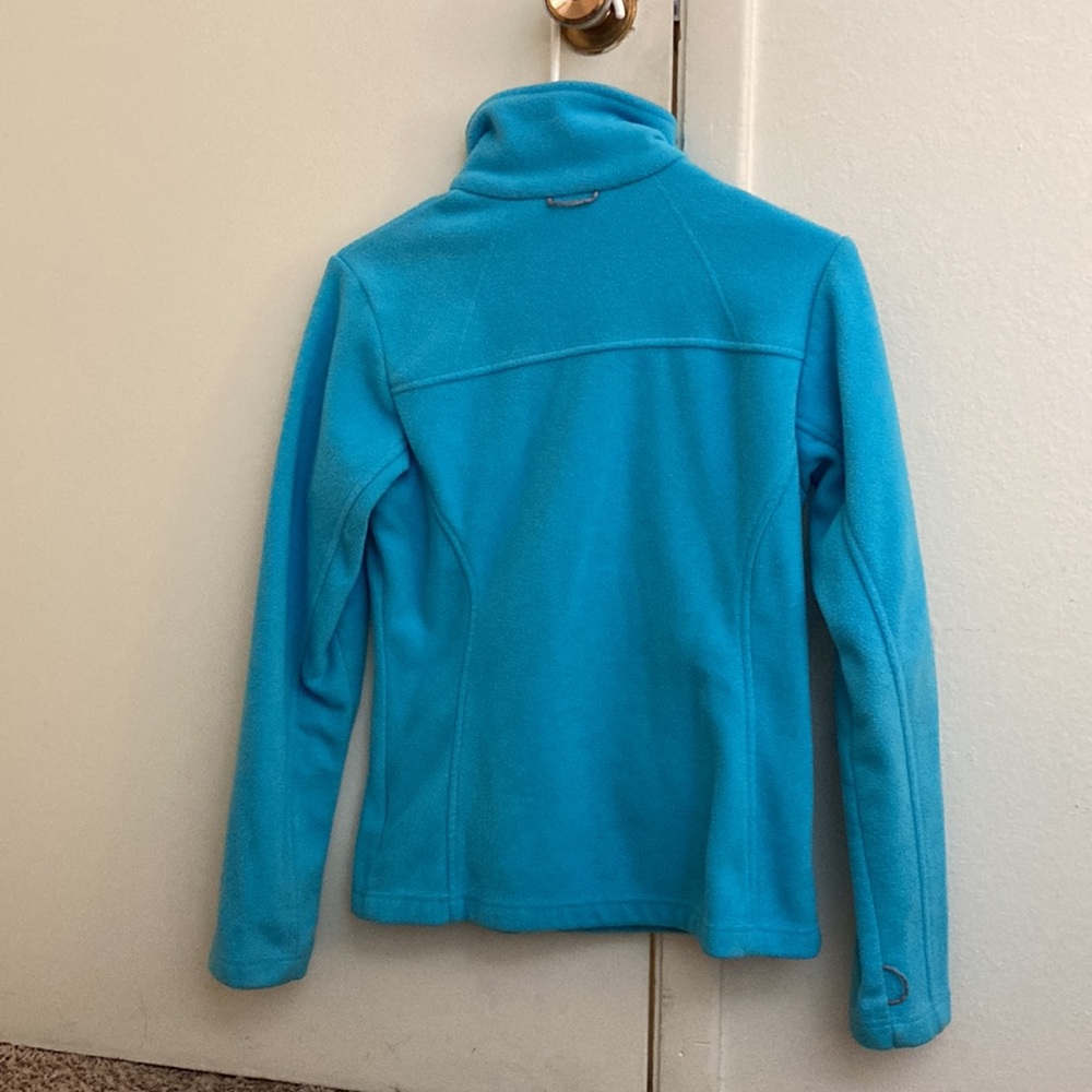 Light blue Columbia fleece jacket. Normal wear, no stains or rips. - Picture 2 of 2